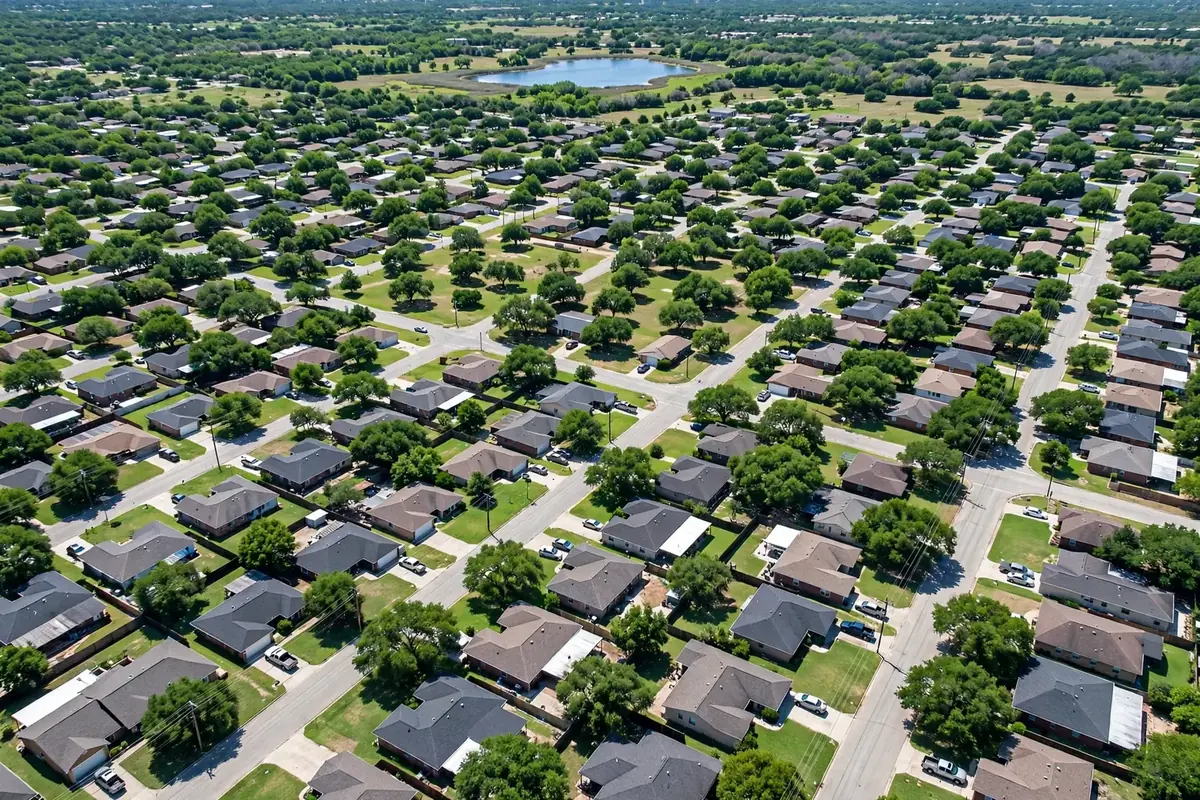 Aerial view of homes in Balch Springs, TX