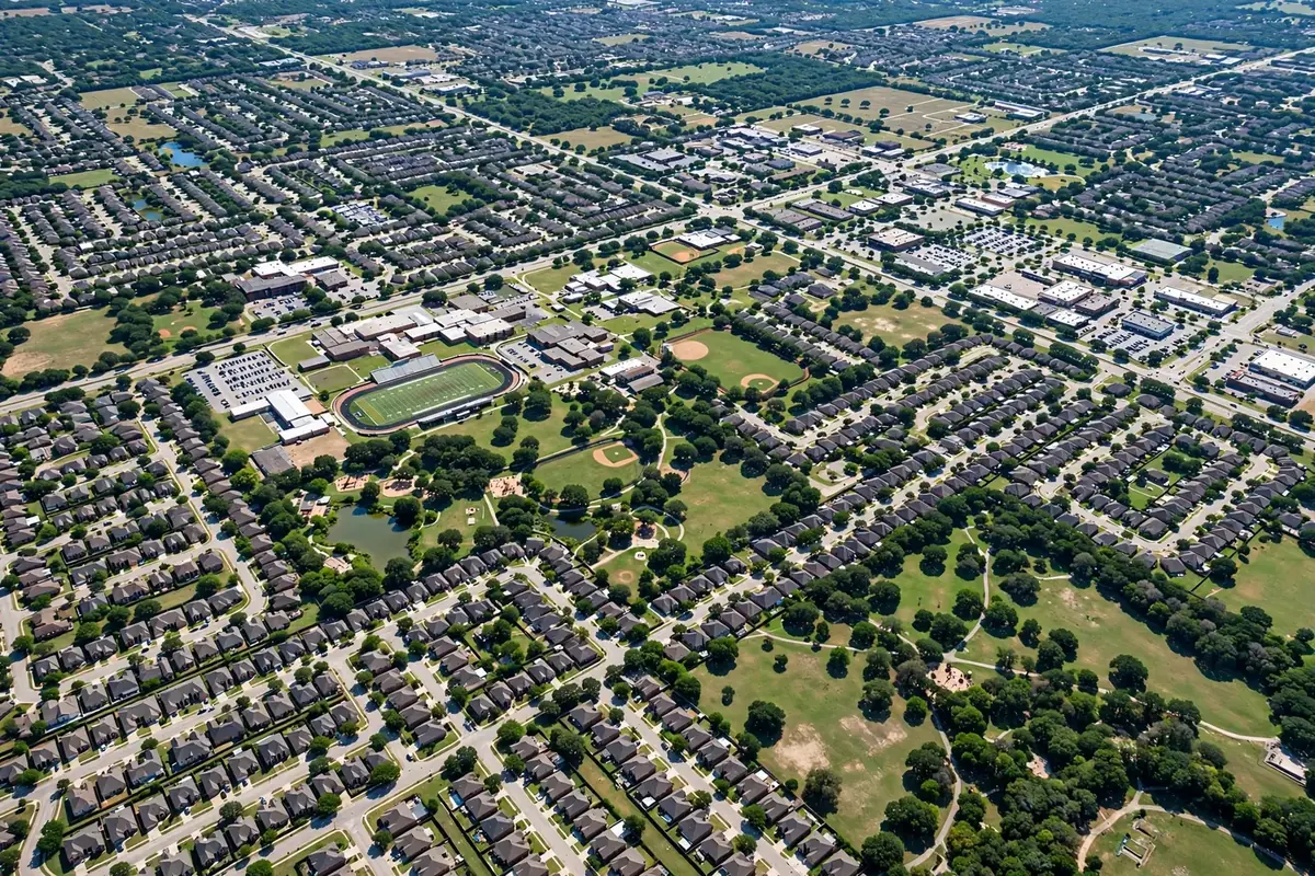 Aerial view of homes in Duncanville, TX