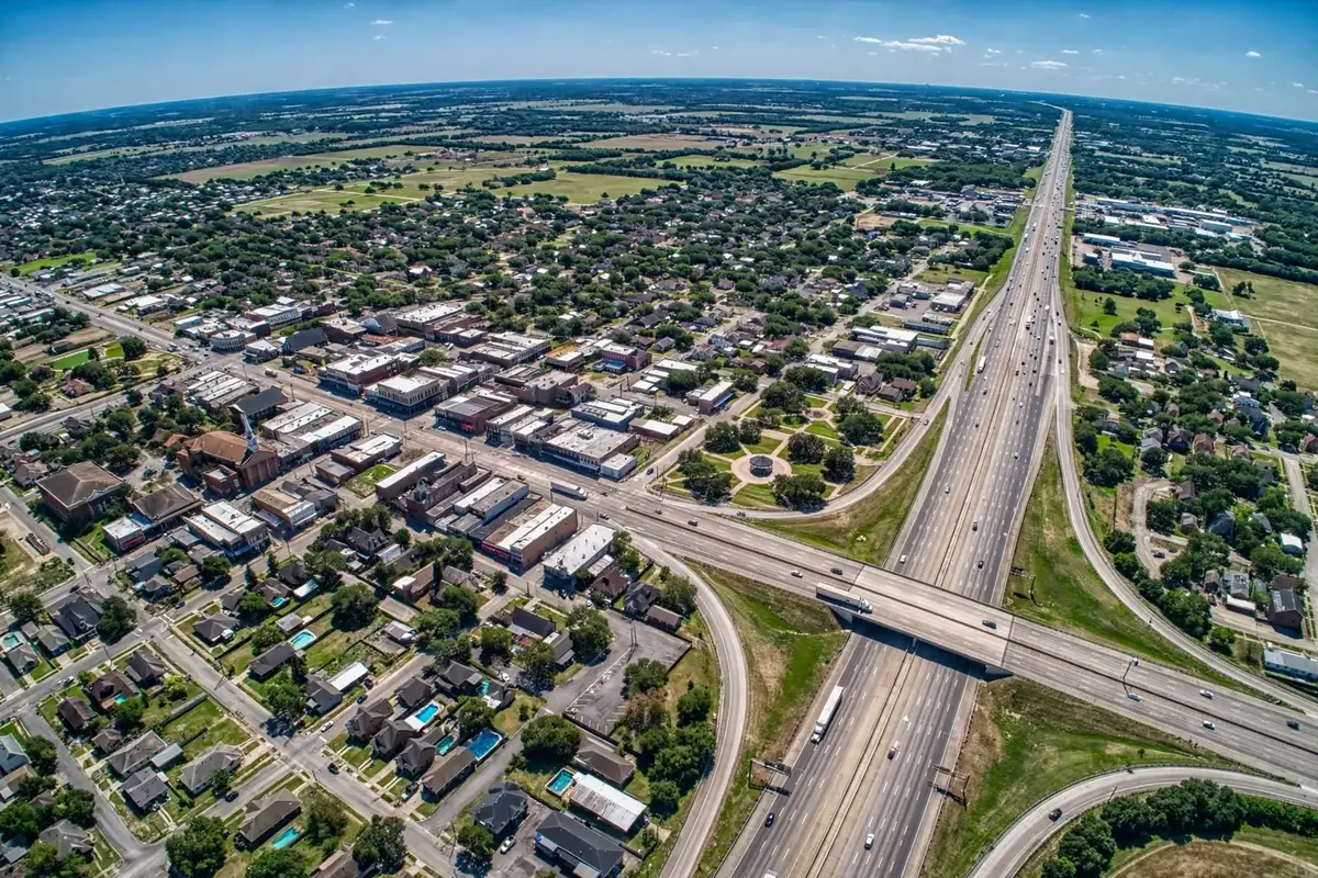 Aerial view of homes in Lancaster, TX
