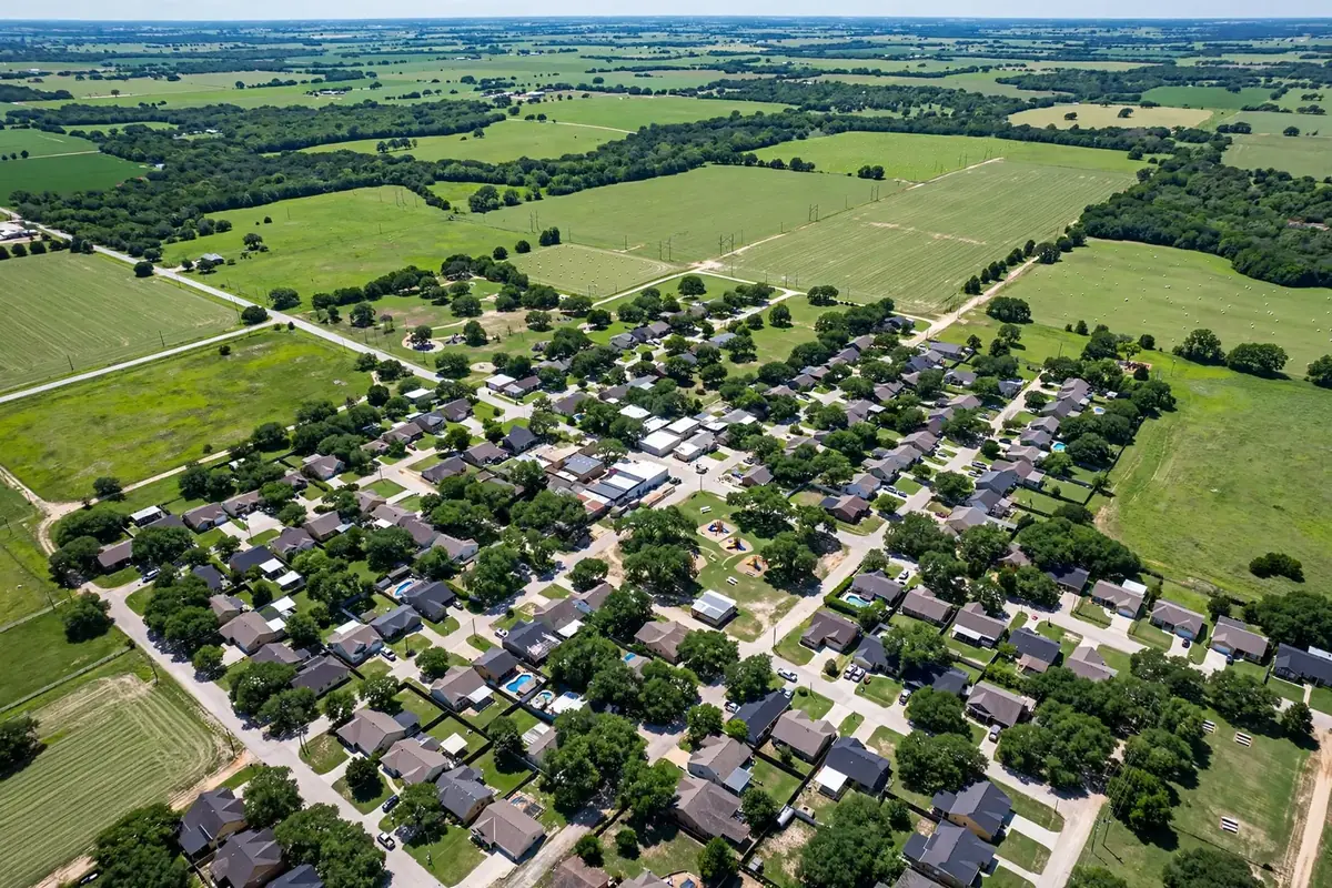 Aerial view of homes in Seagoville, TX